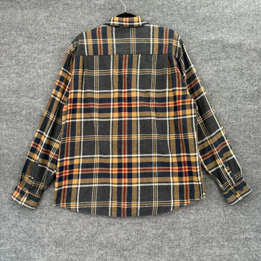 Weatherproof Vintage Plaid Flannel Button Up Shirt Mens XL Gray Long Sleeve